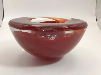 Buy Kosta Boda Art Glass Votive/Tealight Candle Holder Ruby Red Swirl Stunning! • 25.58£