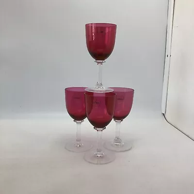 Buy 4x Finest Handmade Royal Scot Cranberry Glass Wine Glasses Goblets • 109£