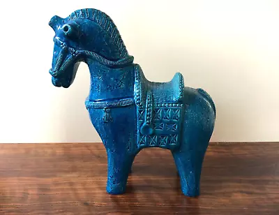 Buy Bitossi Signed Aldo Londi Large Rimini Blue Horse _ Vgc, Great Colour & Detail • 1,275£