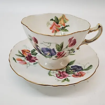 Buy Vtg Hammersley & Co. Bone China Made In England Sweet Pea Gold Trim Footed • 18.97£