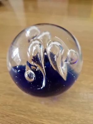 Buy Vintage Clear And Bue Large Bubbles  Paperweight No Chips Or Cracks  • 8.89£