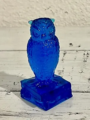 Buy Vintage Degenhart Glass Bluebell Wise Old Owl Figurine Paperweight Mint • 28.95£