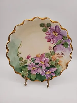 Buy Antique Victorian Limoges France 10  Hand Painted Plate Flowers • 144.77£