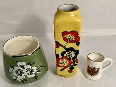 Buy # 3 - 1970s MINIATURE Ceramic BUD VASES Flowers Silky Terrier Is Kildsware • 11.17£
