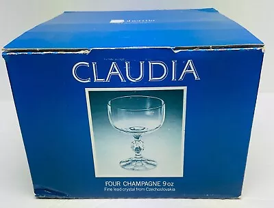 Buy Claudia 9 Oz Champagne/Sherbert Czech Glasses Lot Of 4 Stem Lead Crystal NIB MCM • 31.26£