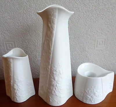 Buy Kaiser Germany - White Bisque Porcelain - 2 Vases & Candle  - Manfred Frey1970’s • 20£