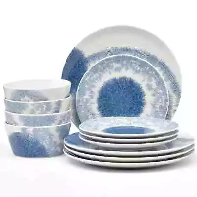 Buy Noritake  Aozora 12 Piece White And Blue Porcelain Dinnerware Set Service For 4 • 123.51£