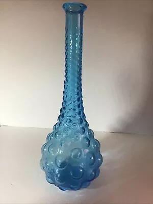 Buy Blue Glass Hobnail Bubble Genie Bottle Art Glass Ornament 35cm Retro Decor • 12.95£