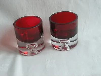 Buy 2 Striking Vintage Krosno Controlled Bubble Red Glass Candle Holders Bowl /Dish • 14.99£