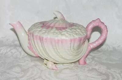 Buy Antique Belleek Neptune Pattern Pink Teapot 2nd Black Mark 1891-1926 • 378.89£