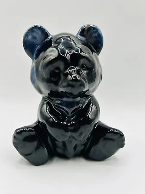 Buy Bintage BMP Blue Mountain Pottery Bear Blue Drip Glaze Teddy Bear Statue Redware • 25.61£