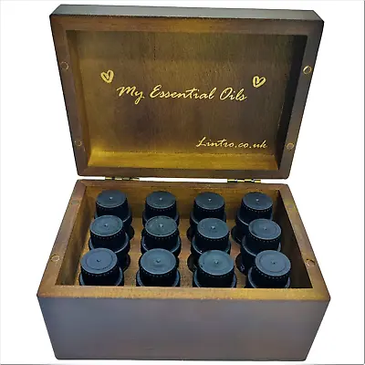 Buy LINTRO | Essential Oil Wooden Storage Box Aromatherapy Gift Starter Pack Set • 29.99£