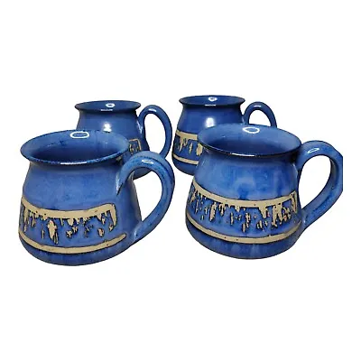 Buy A Studio Pottery Mug Set X4 By Bentham Pottery Blue • 12.99£