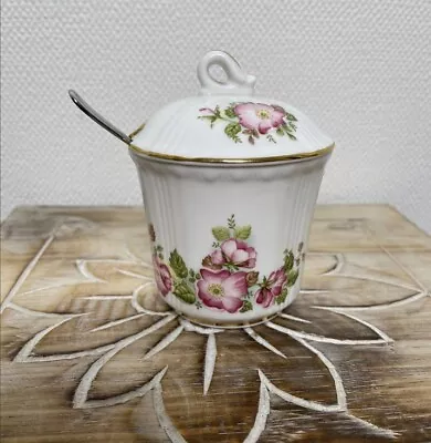 Buy Vintage Royal Grafton Sugar Bowl With Spoon & Lid Jacobean Wild Rose Porcelain • 9.99£