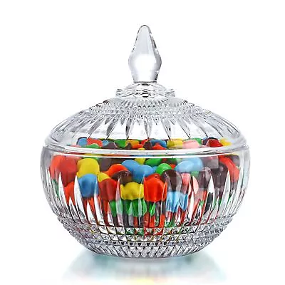 Buy 600ml/21oz Large Glass Candy Dish With Lid,Clear Crystal Candy Jar With Lid,D... • 25.89£