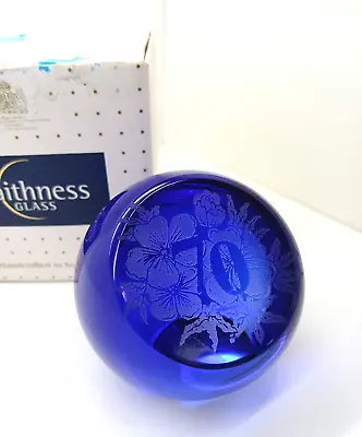 Buy Caithness Royal Blue Floral Engraved Handcrafted Paperweight • 8.99£