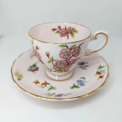 Buy Antique Tuscan Fine English Bone China Tea Cup And Saucer Pink Flowers • 13.28£