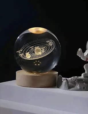 Buy 3D Solar System Light Paperweight Laser Etched Glass - 6cm X 6cm With USB Base • 12£