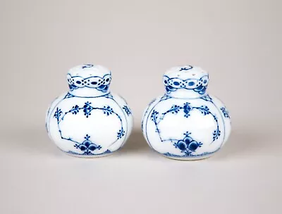 Buy Antique Royal Copenhagen Blue Fluted Half Lace Salt & Pepper Shaker #711 & #712 • 138.21£