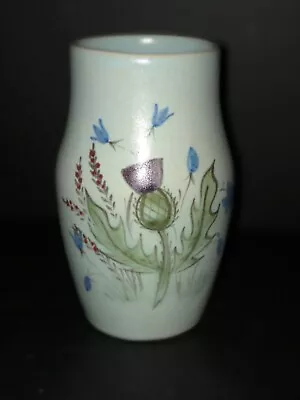 Buy Hand Painted, Buchan Thistle Stoneware Vase, Portobello Scotland, 5.25” Tall • 22.63£