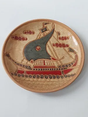 Buy Bonis Pottery Handmade Viking Ship Wall Plate Greece 10  Decorative • 14.99£