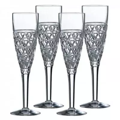 Buy Royal Doulton Crystal  Set Of 4 Champagne Flutes  In The Oblique Design • 74.99£