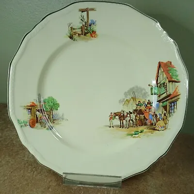 Buy Vintage 1930s, Alfred Meakin Coaching Days, 22.5cm Plate, Cream Ware • 4.95£