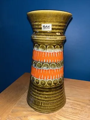 Buy BAY Keramik Vase - West Germany - Orange & Green - C 10” Tall • 22.10£