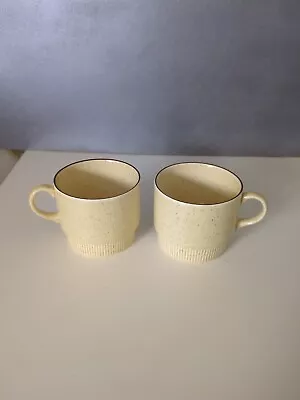 Buy Poole Pottery Broadstone Pattern Tea Coffee Cup X 2 Yellow Sandy Beige Vgc • 10£