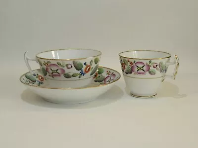 Buy Rare 19th Century Newhall Porcelain Trio No. 1409 London Shape Cups  C.1800/1830 • 125£