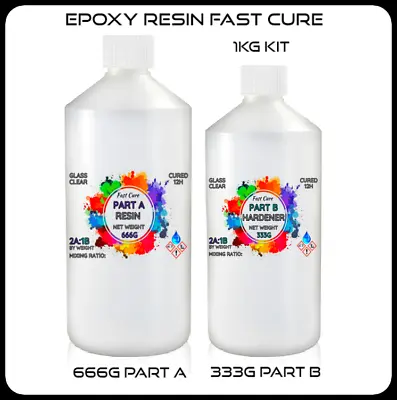 Buy Epoxy Resin Glass Crystal Clear Casting Art Craft Table Floor Fast Cure 2A:1B • 20.95£