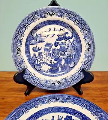 Buy Churchill Blue Willow Plates, Set Of 2, 10 1/4” Older Black Lion Logo • 19.13£