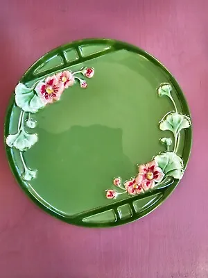 Buy Eichwald Secessionist Plate Art Nouveau Green Floral Decorative Antique Majolica • 22£