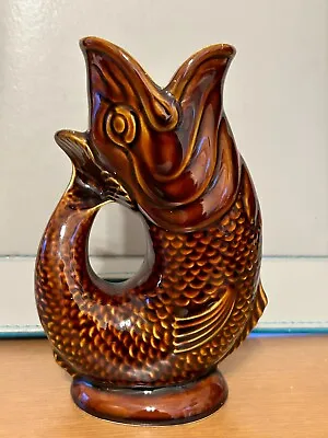 Buy Vintage Dartmouth Glossy Brown Fish Glug Jug, 18cms Gurgle Vase VGC • 24.95£