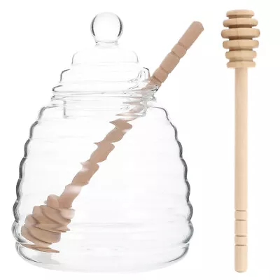 Buy Glass Honey Pot With Dipper Set For Home Kitchen And Store • 13.75£