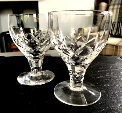 Buy Pair Of Stuart Crystal Slice Cut Crystal Vintage Wine Glasses • 22£