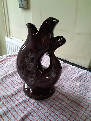 Buy Kernewek Cornish Pottery Goonhavern Brown Seal Shaped Glug / Gluggle Jug Vgc • 22.99£