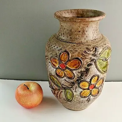 Buy Vintage German Vase Mid Century Flower Leaves Large 27cm Tall Unmarked • 71.44£