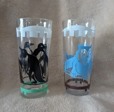 Buy Vintage Circus Bird Train Glassware Set Of 2 Highball Penguin & Owl Hazel Atlas • 16.58£