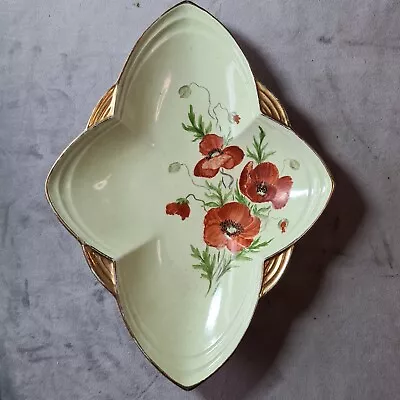 Buy Empire Art Deco Style Hand Painted Poppy Dish, Approx 10  Long, 1959. • 8£