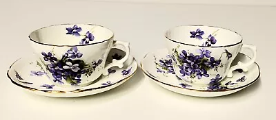 Buy 2 X Vintage Hammersley Victorian Violets Tea Cups & Saucers • 32.50£