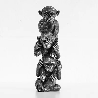 Buy 30cm 3 Wise Monkeys Figurine Ornament Statue Animal Chimp See Speak Hear No Evil • 16£