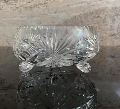 Buy Vintage Lead Crystal Cut Glass Three Footed Fruit Or Trifle Bowl • 15£