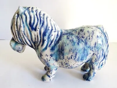 Buy Vintage Ceramic Handmade Studio Pottery Blue White Horse Pony Figurine Sculpture • 34.99£