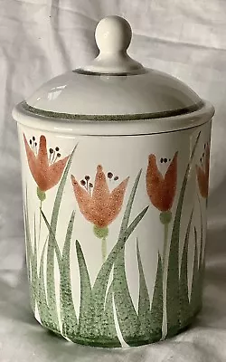 Buy Rare Handpainted Poole Pottery Lidded Canister Stylised Tulip Design 💥SALE💥🥳 • 17.50£