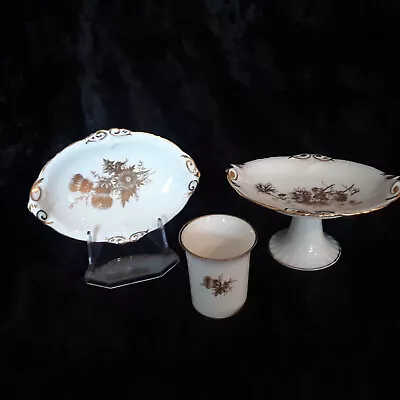 Buy HAMMERSLEY & Co. Fine Bone China Wht/Gold Candy Dishes& Toothpick Holder 3pc Set • 18.96£