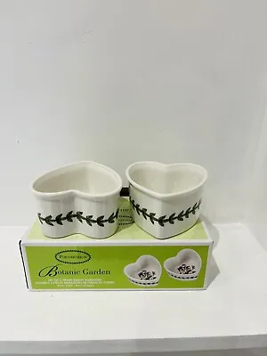 Buy Portmeirion Botanic Garden Set Of 2 Heart-Shaped Porcelain Ramekins (Pansy) NEW • 24.99£