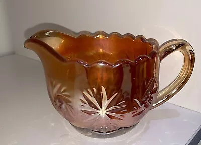 Buy Vintage Carnival Glass Jug Marigold Pinwheel/Star Pattern • 8£