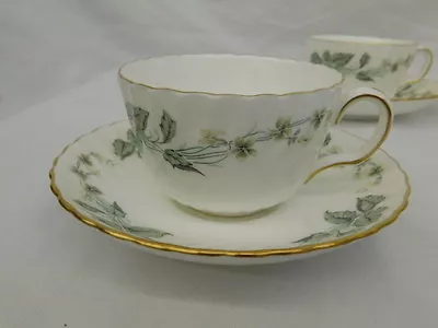Buy Minton Greenwich Bone China England S705 Flat Cup And Saucer Set Of 4 • 33.44£