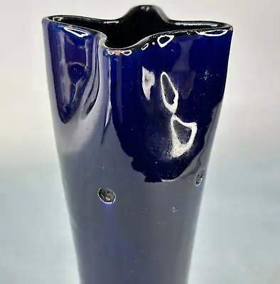 Buy Vintage Small Navy Colour Glazed Ceramic Art Pottery Vase • 4£